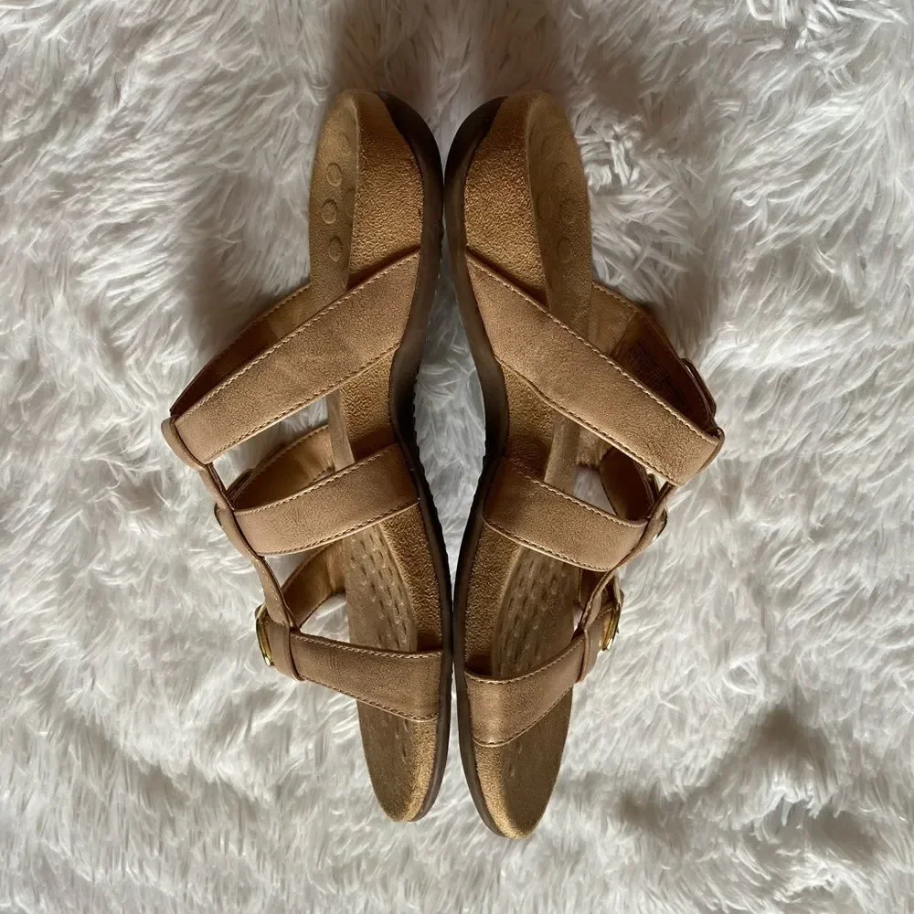 Vionic Misa Rose‎ Gold Strappy Slip on Sandals Womens Size 9 Wide