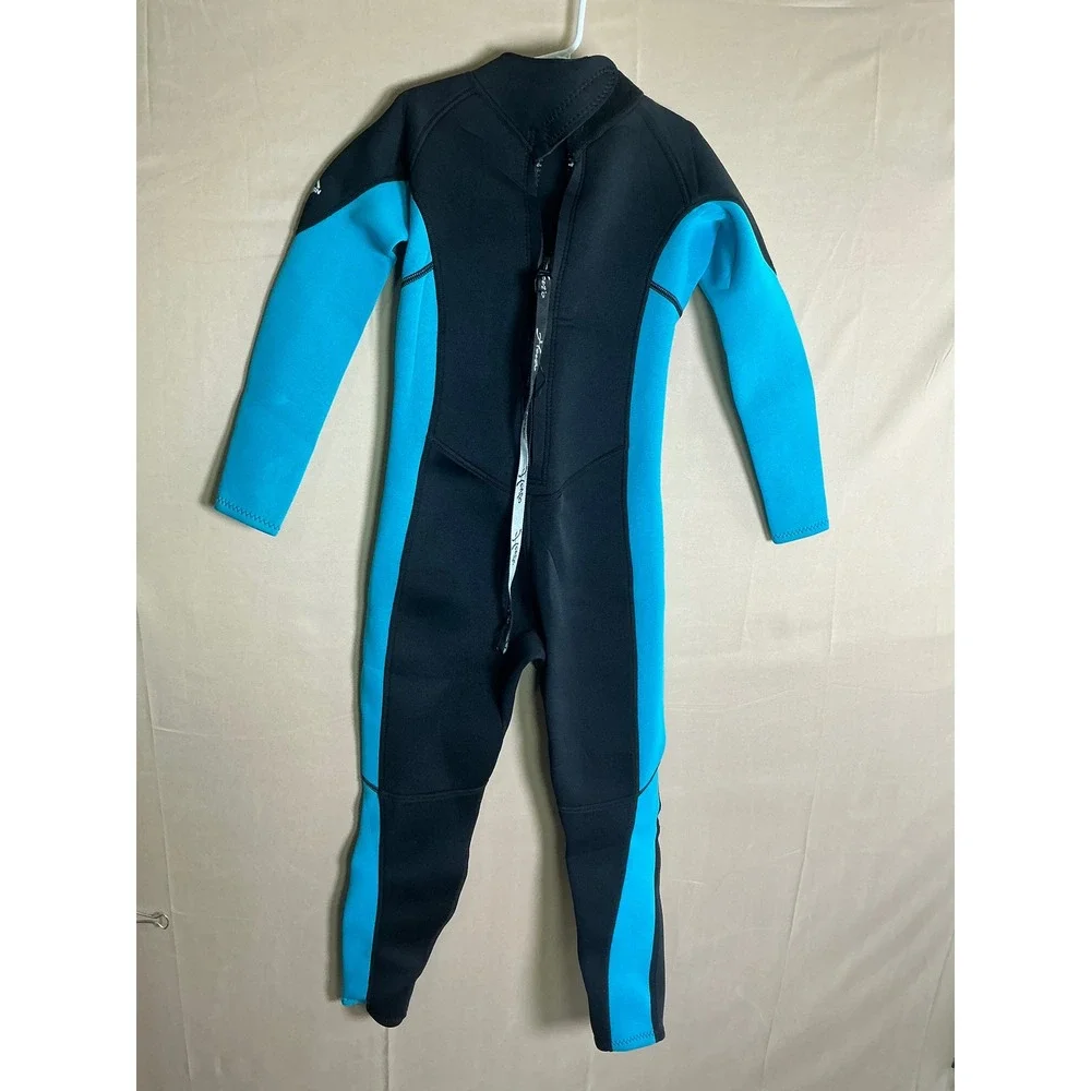 Hevto Kids Wetsuit Size 8 Full Body 3mm Neoprene Diving Surfing Suit Blue Black