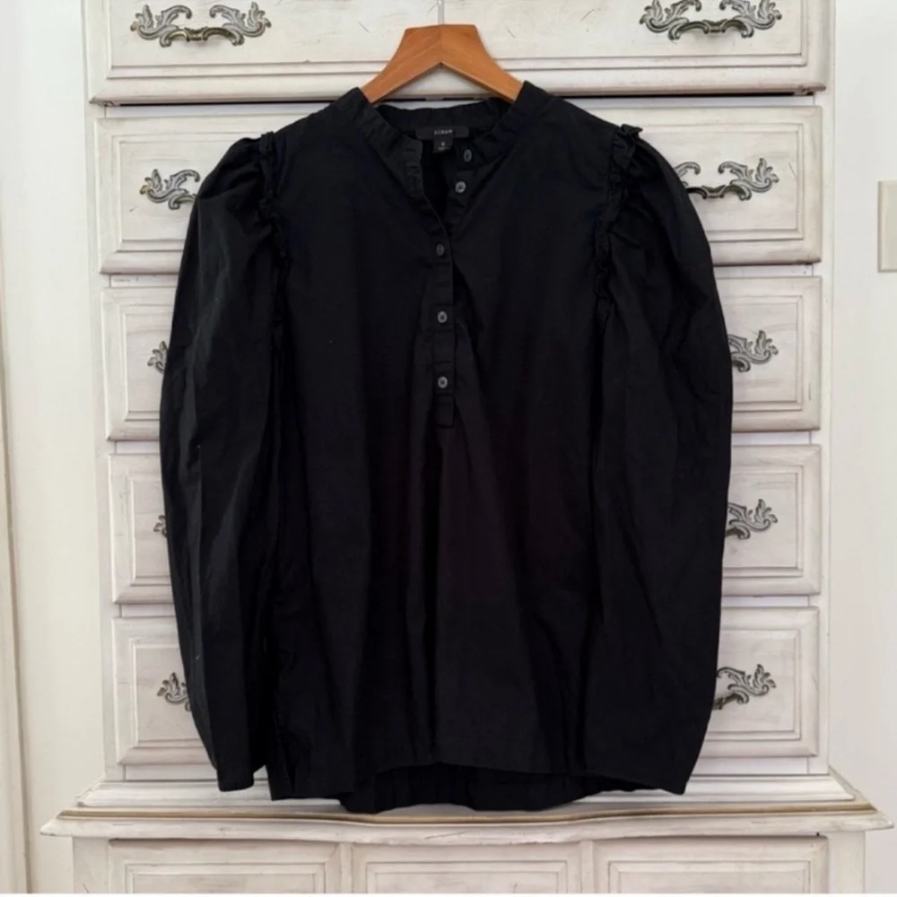 J. Crew Black Victorian Cotton Top