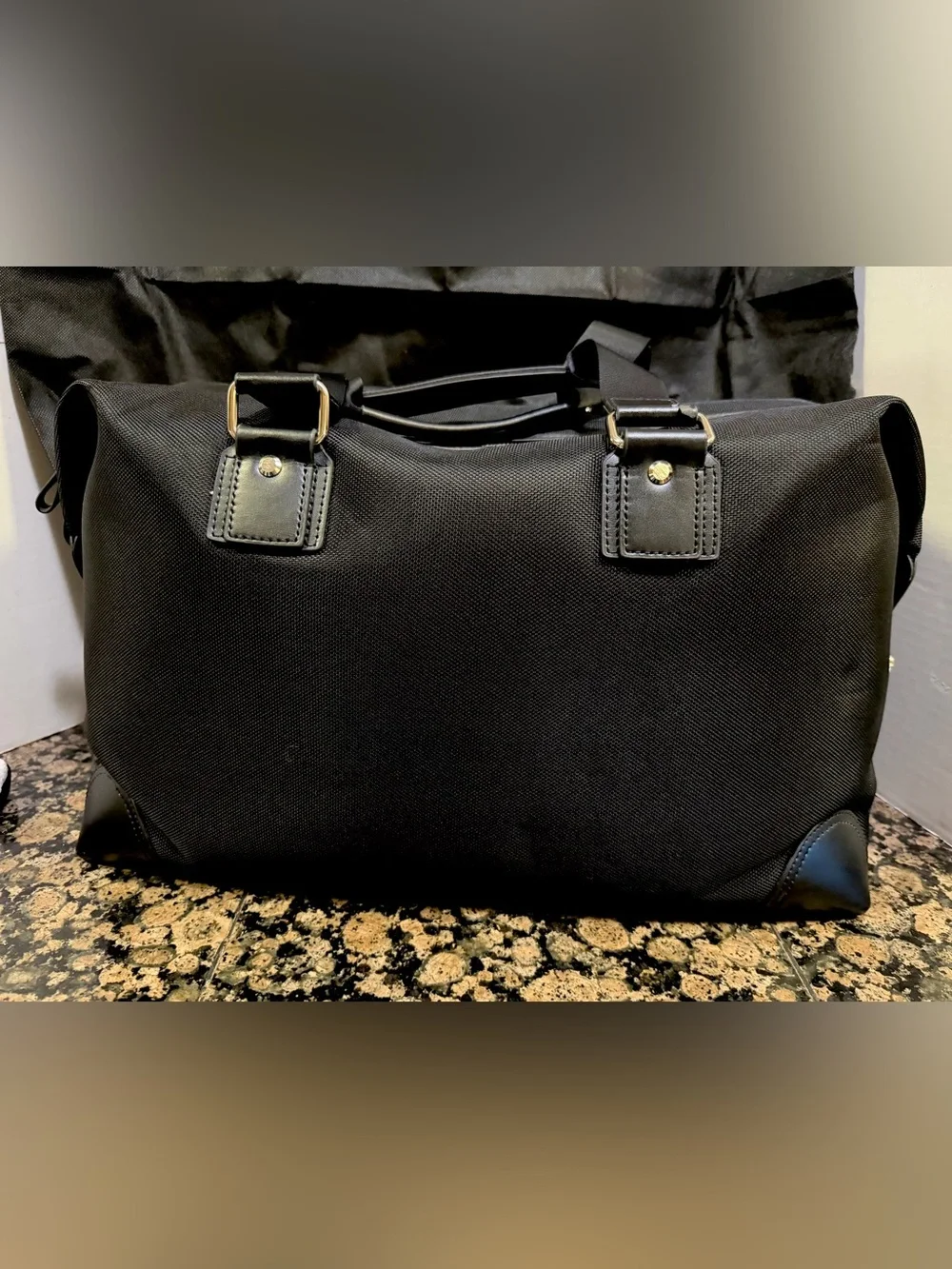 NWT Bugatti Isle of Man Black Ballistic Nylon Duffel Bag Travel Weekender