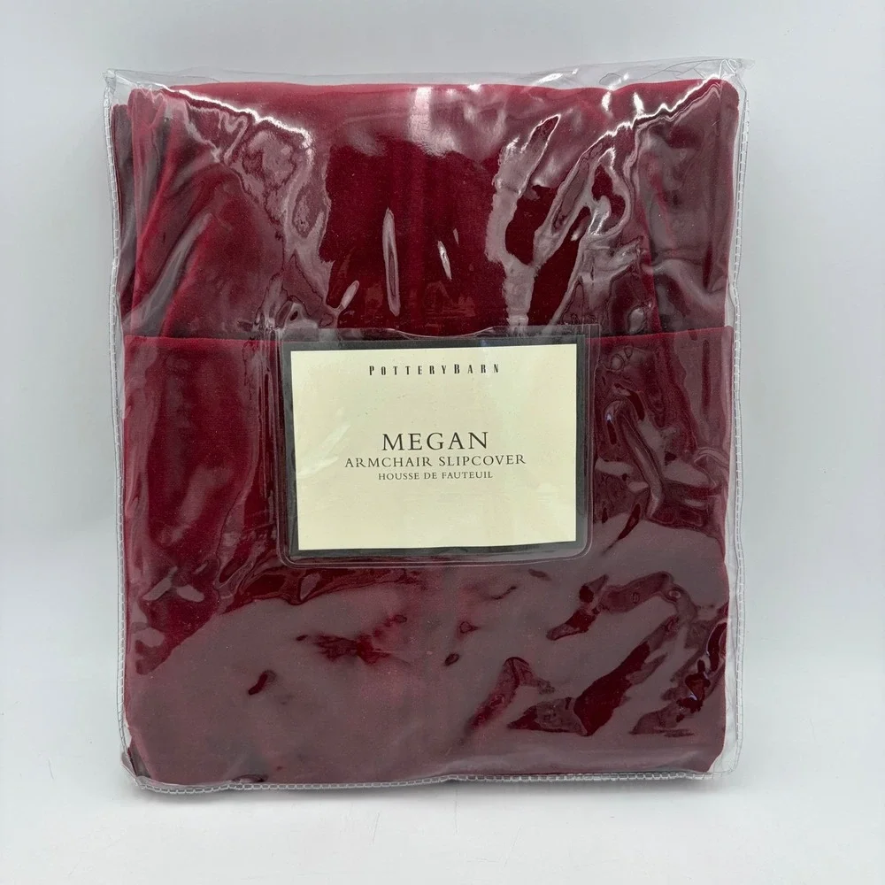 NEW Pottery Barn‎ Megan Armchair Slipcover Red Burgundy Velvet 9424243