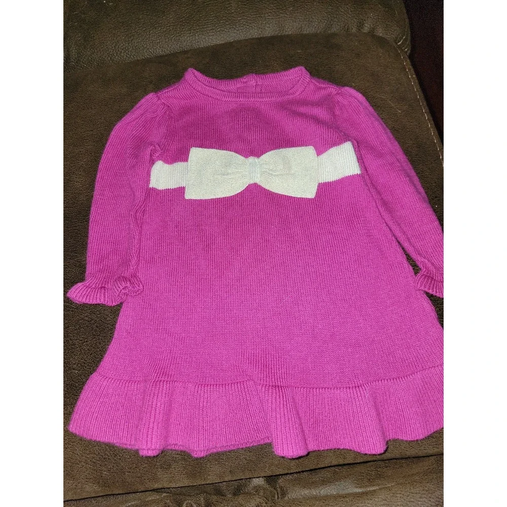 Gymboree layette line bonjour bebe pink dress gold bow size‎ 6 12 months