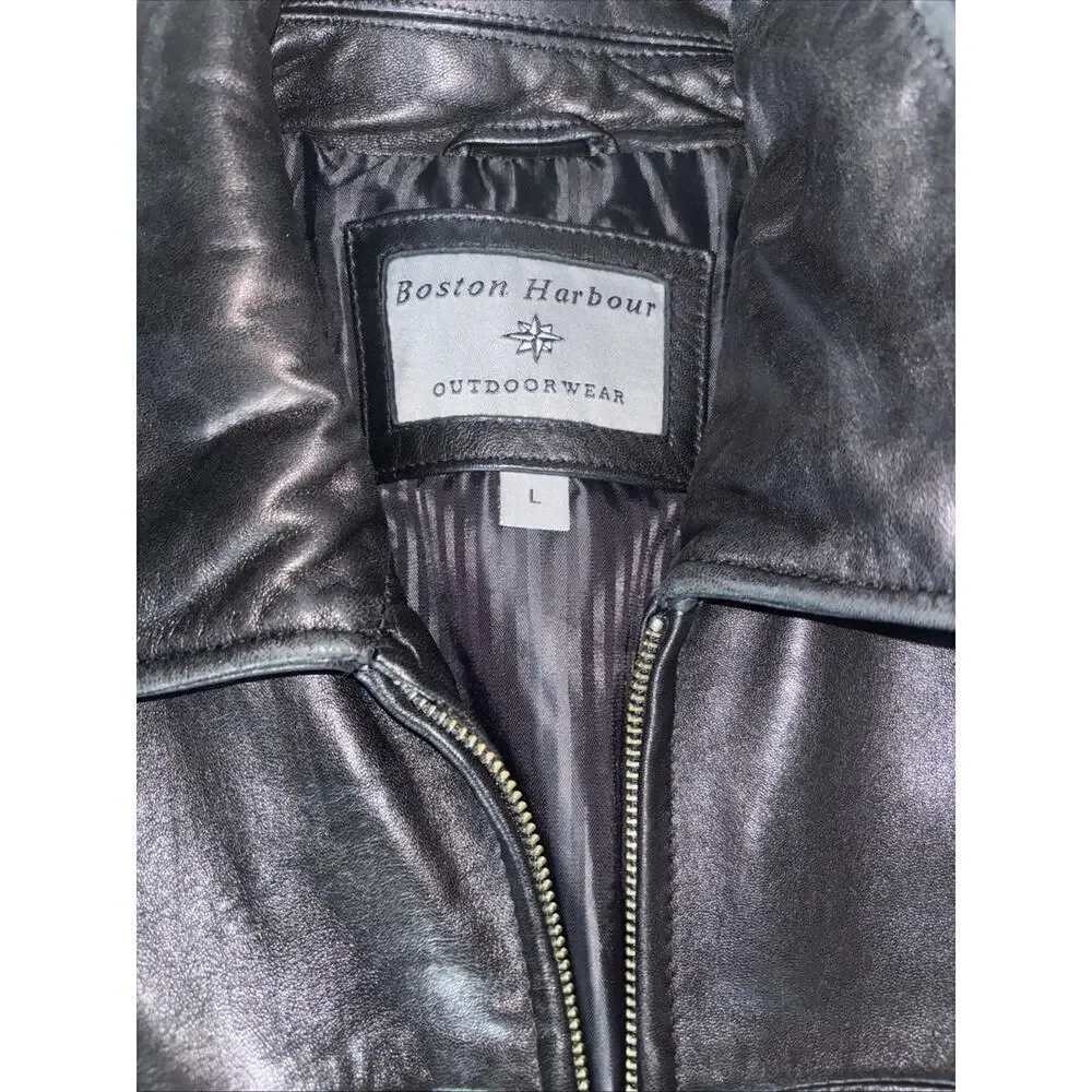 Boston Harbour Outdoorwear soft leather jacket, fully lined, Size Large
