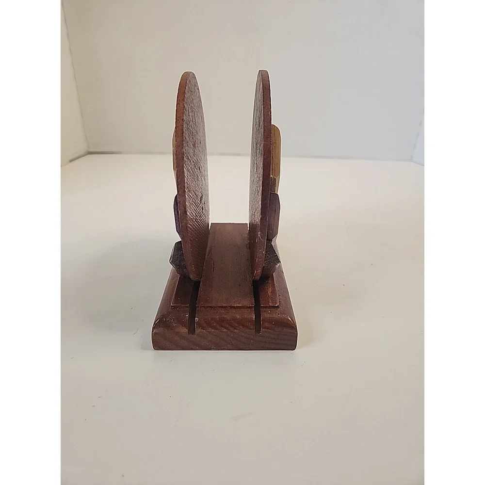 Handcrafted Tri-Colored Intarsia Wooden Napkin Holder  Abstract Floral Design
