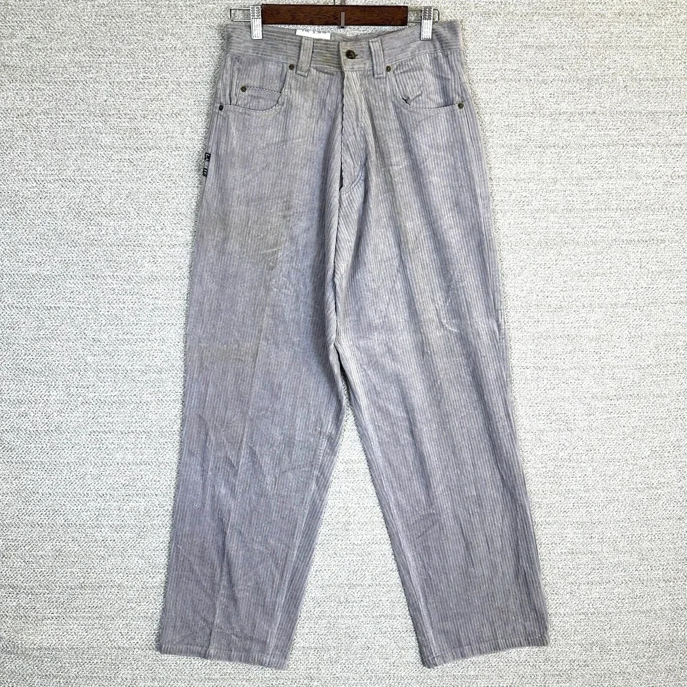 Vtg Y2K LA‎ GATE Wide Leg Baggy Corduroy Jeans Skate Grunge Hip Hop 30x29