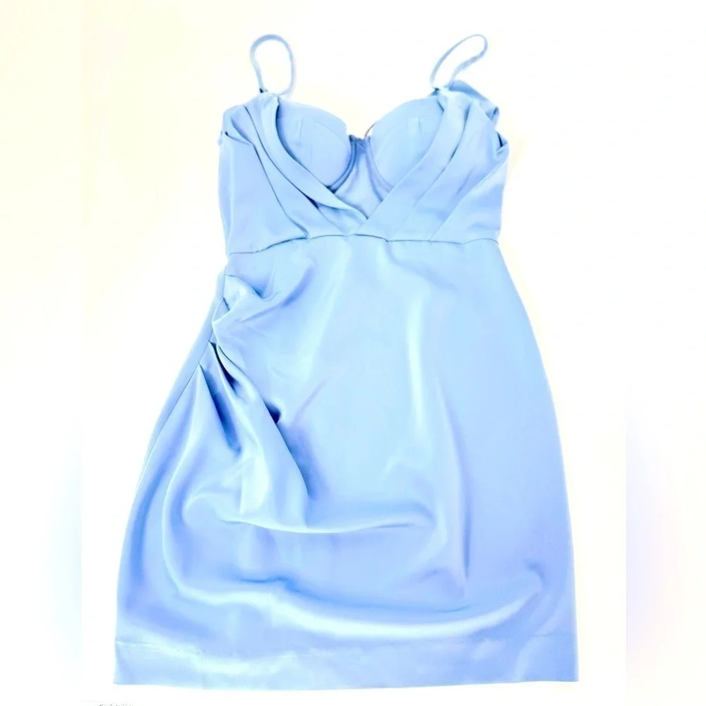 NBD Dress Myles Bustier Mini Dress In Baby Blue NWT