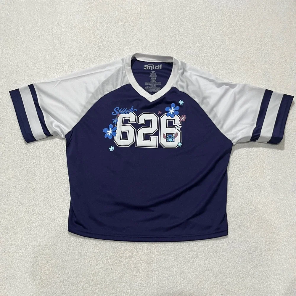 NEW!! Disney Lilo and Stitch Sports Jersey‎ #626 Blue and White - Size: XL/TG