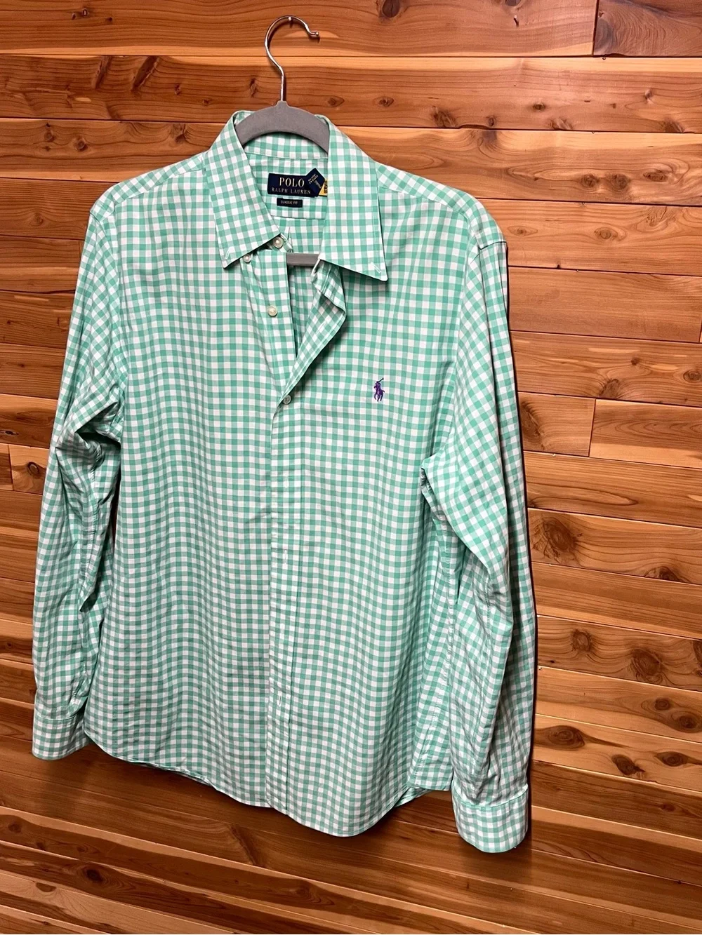 Polo by Ralph Lauren Mint Gingham Long-Sleeve Button-Down Shirt