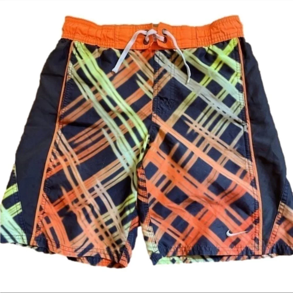 Nike Boys Small Orange and Black Swim Trunks