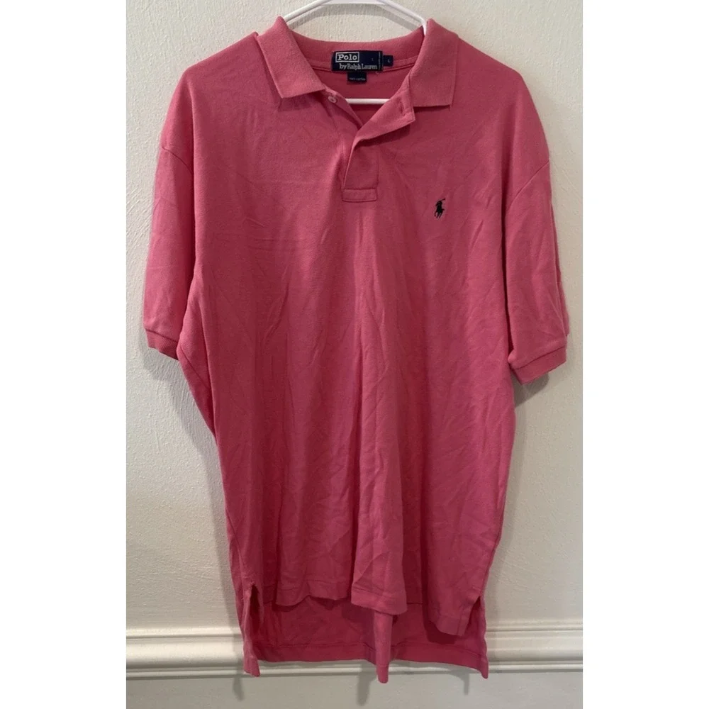 Polo Ralph Lauren Men's‎ Large Pink Polo Shirt Short Sleeve Classic Pony