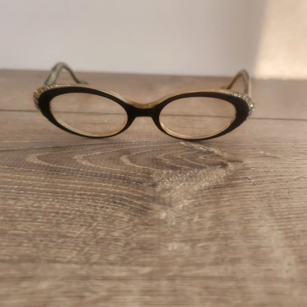 Vintage Frame France‎ TWE L. Evrard Embellished Cat Eye Rhinestone Frames Only