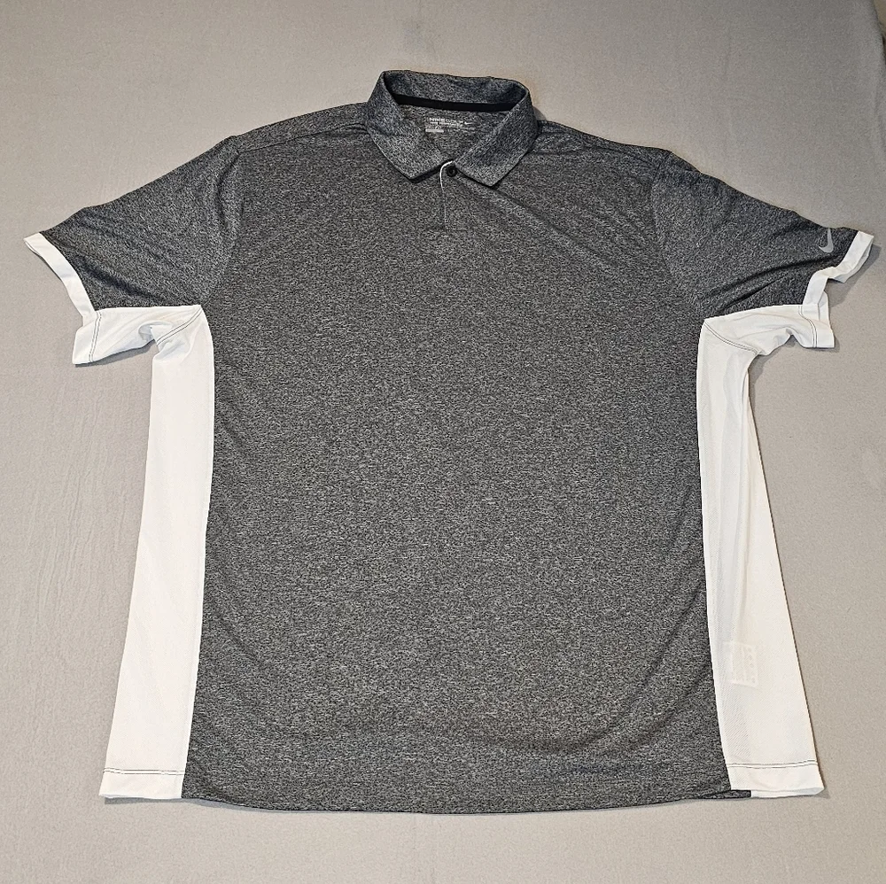 Nike Golf‎ Tour Performance Gray and White Men's Polo Shirt Size XXL