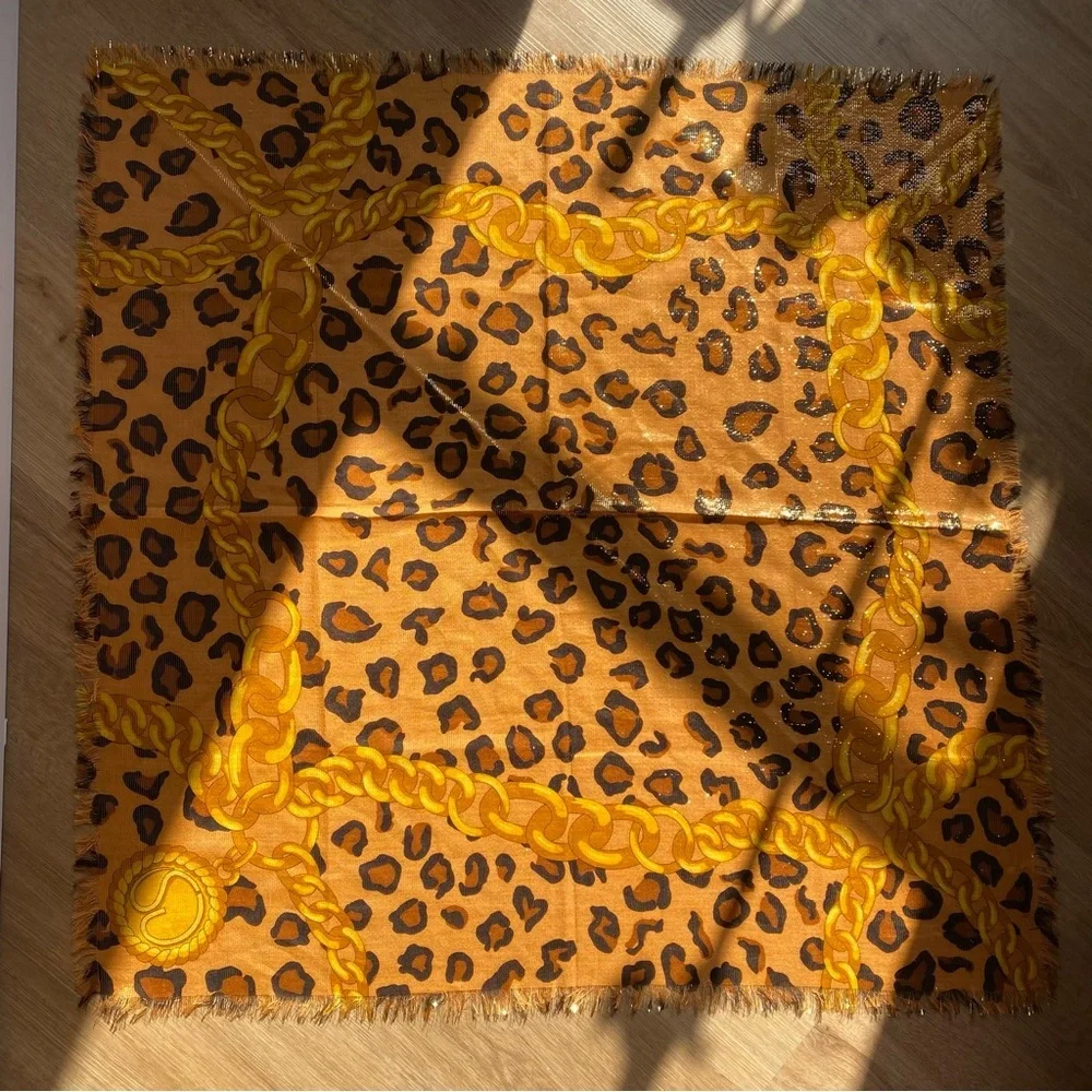 St. John Knits Silk Scarf - Leopard/Chain Print 33