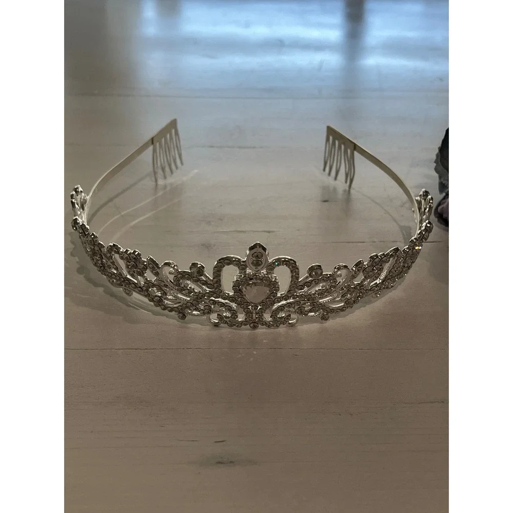 Silver tone Rhinestone Tiara Crown Headband Hair Comb Wedding Bridal‎ Princess