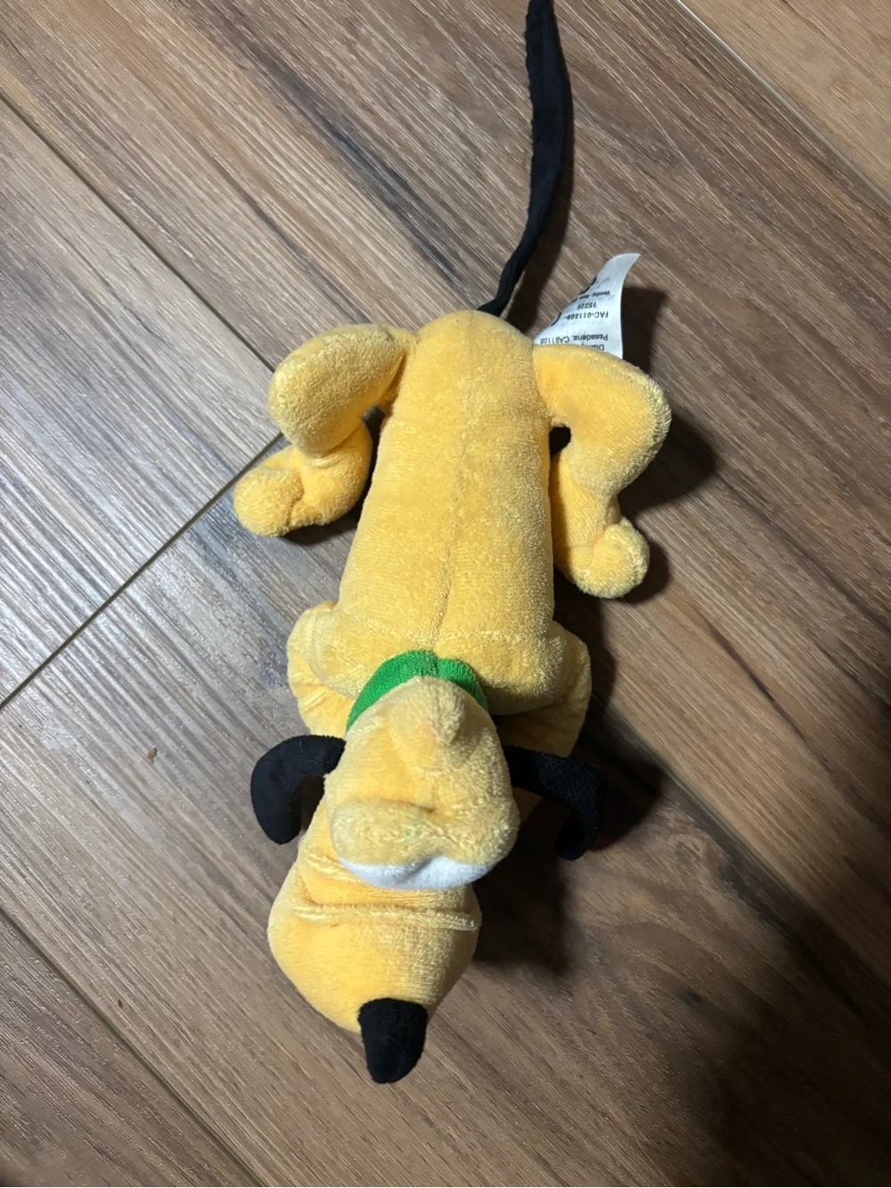 Disney Yellow Pluto Plush Dog Toy with Black Ears and Pink Tongue