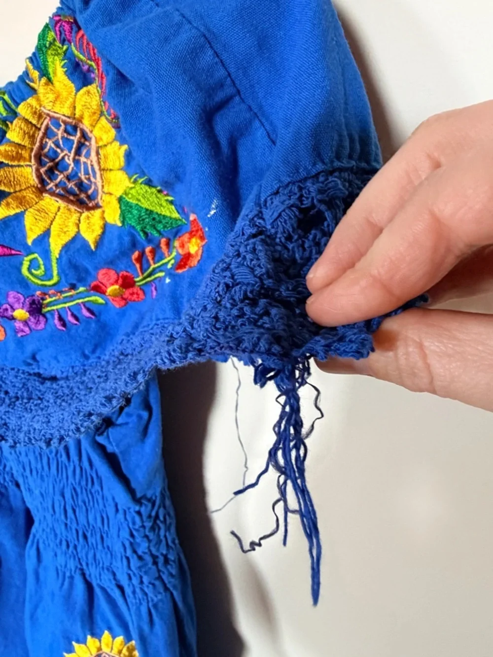 Boho sunflower blue romper S