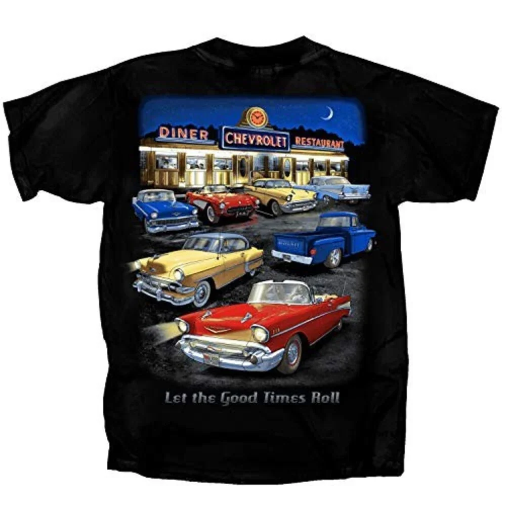 Joe Blow Tees Chevrolet Chevy Night Time Diner T-Shirt-Black- Size 3XL XXXL