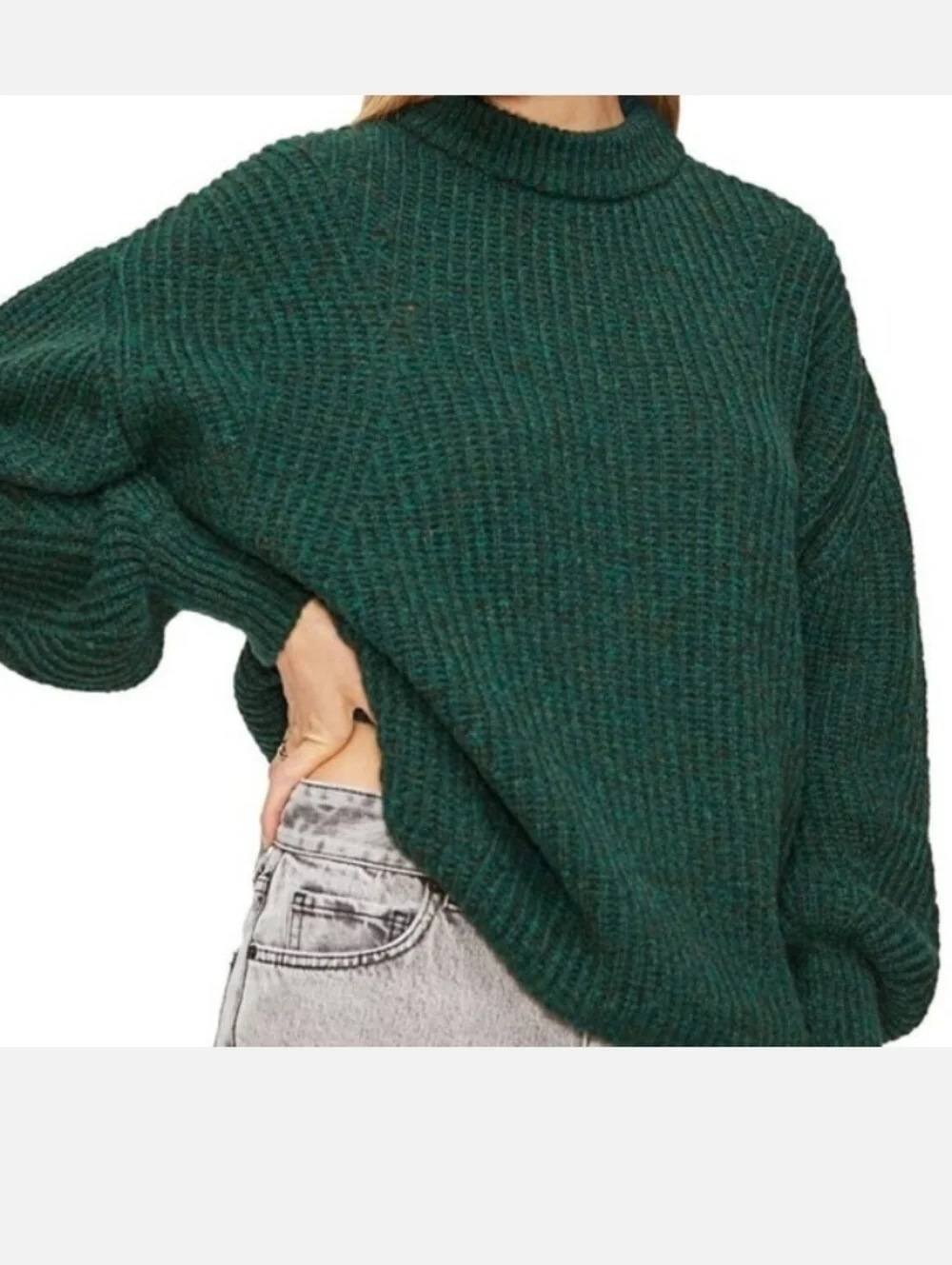 Anine Bing Jolie Pointelle Knit Sweater Green Size XS