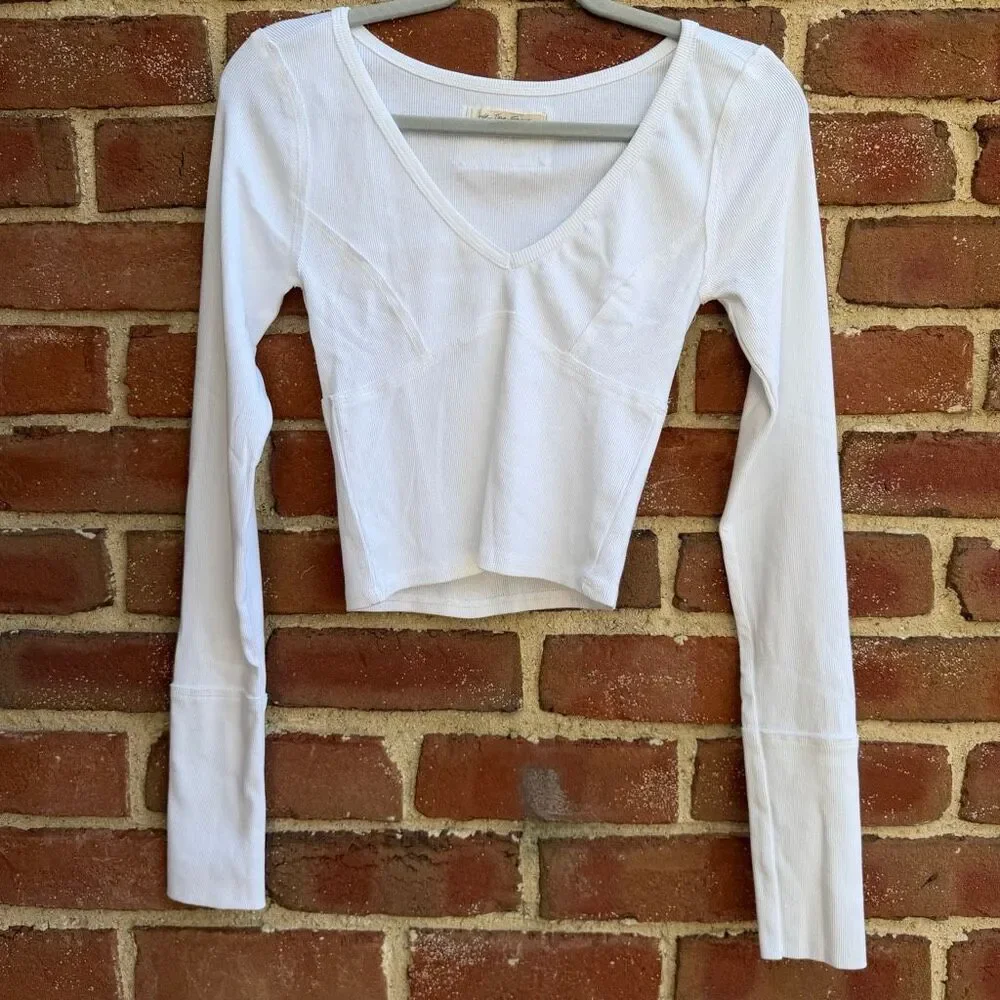 Free People We The Free Women's Lightning Long Sleeve Tee white S NEW