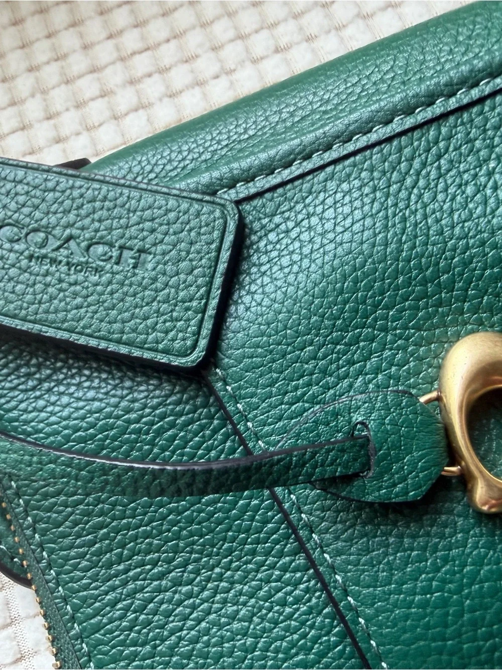 Coach Green Pebble Leather Turnlock Crossbody