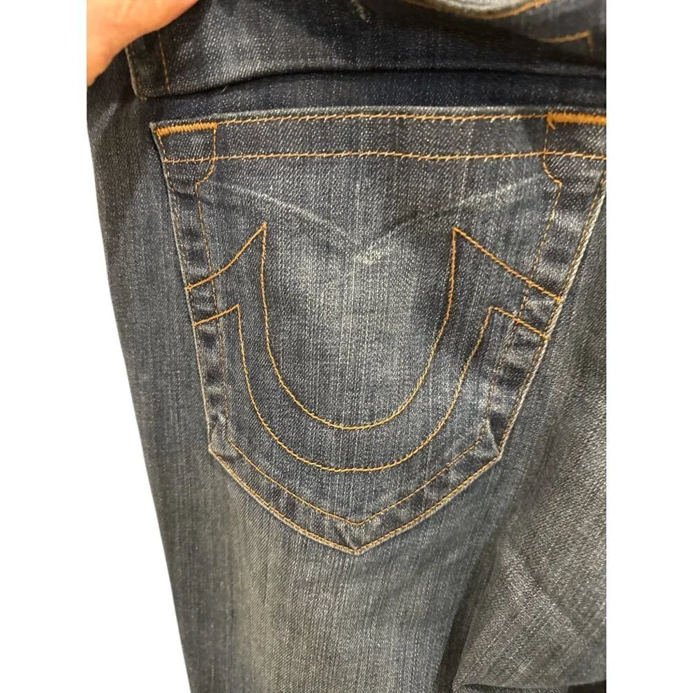 True Religion Men's Size 38 Ricky Relaxed Strait Made In USA Thick Stitch Preown