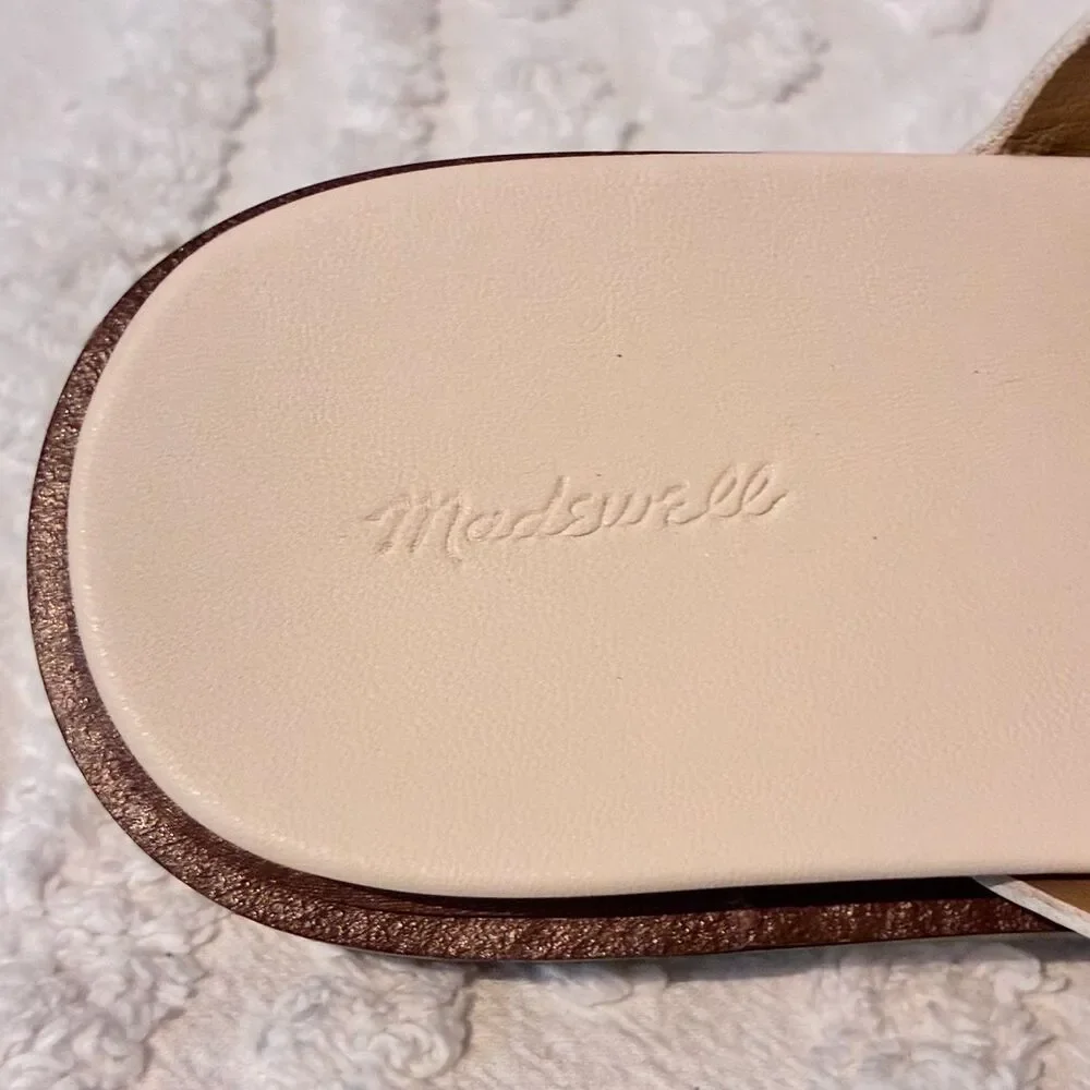 Madewell Dee Double Strap Cream Leather Chunky Sandals Size 9 Boho Hippie