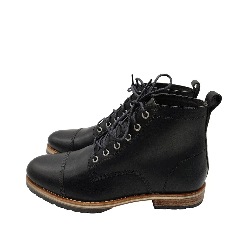 Helm The Hollis Black Leather Cap Toe Work Hybrid Boots Mens Size 9M