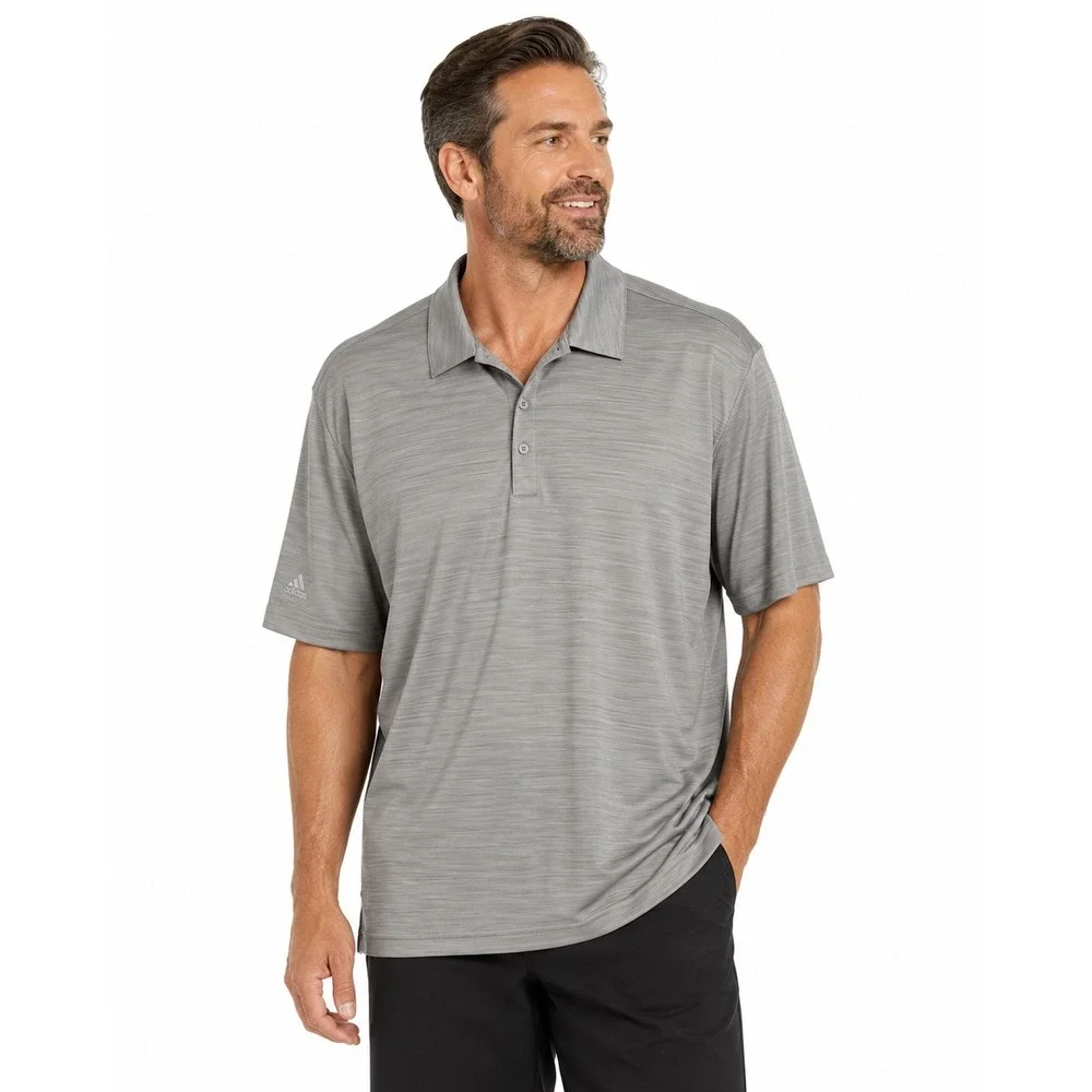 Adidas Golf Mens Grey Heathered UPF 50 Short Sleeve Polo Shirt DZ7176 Large