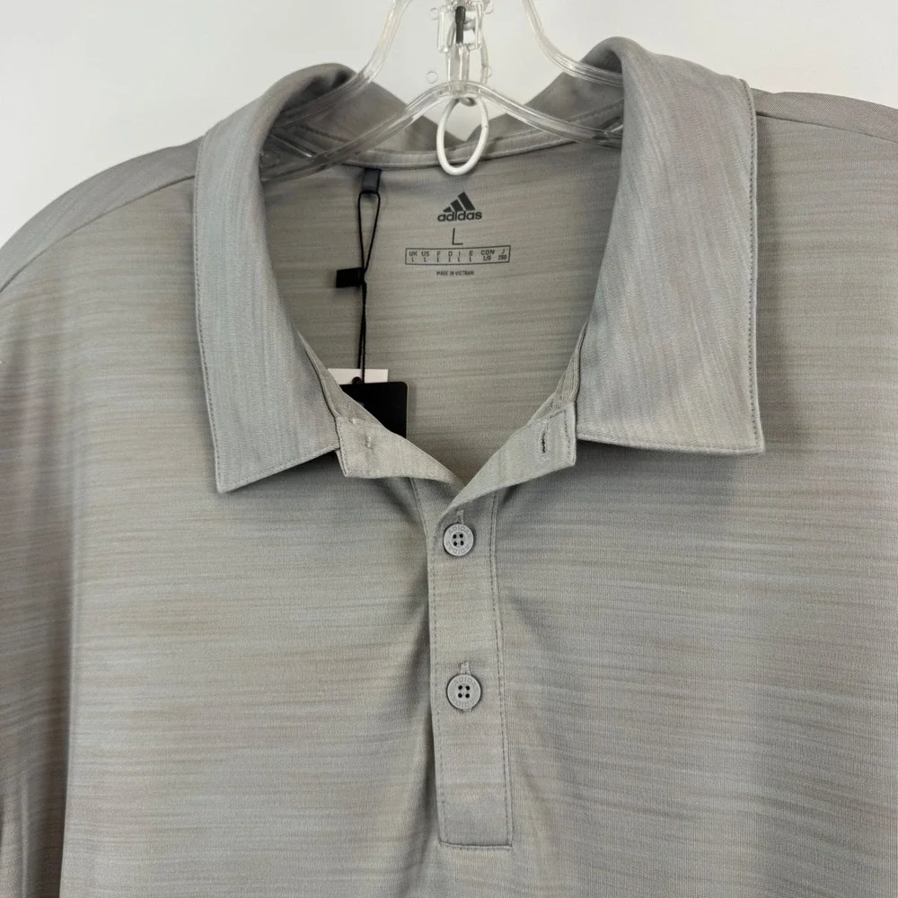 Adidas Golf Mens Grey Heathered UPF 50 Short Sleeve Polo Shirt DZ7176 Large