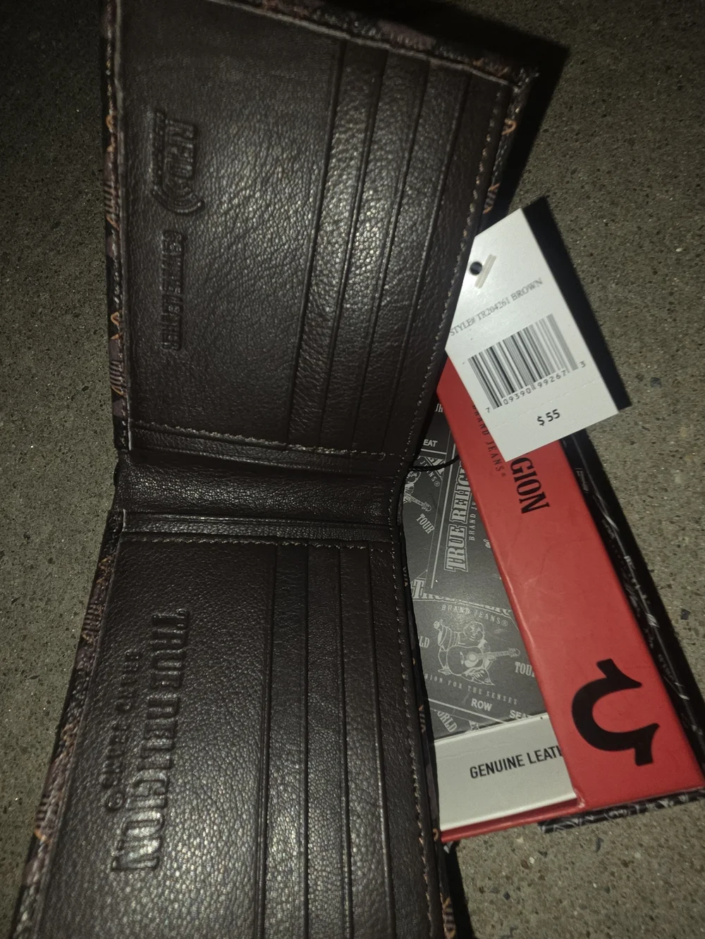 True Religion Brown Patterned Men's Card Holder Wallet