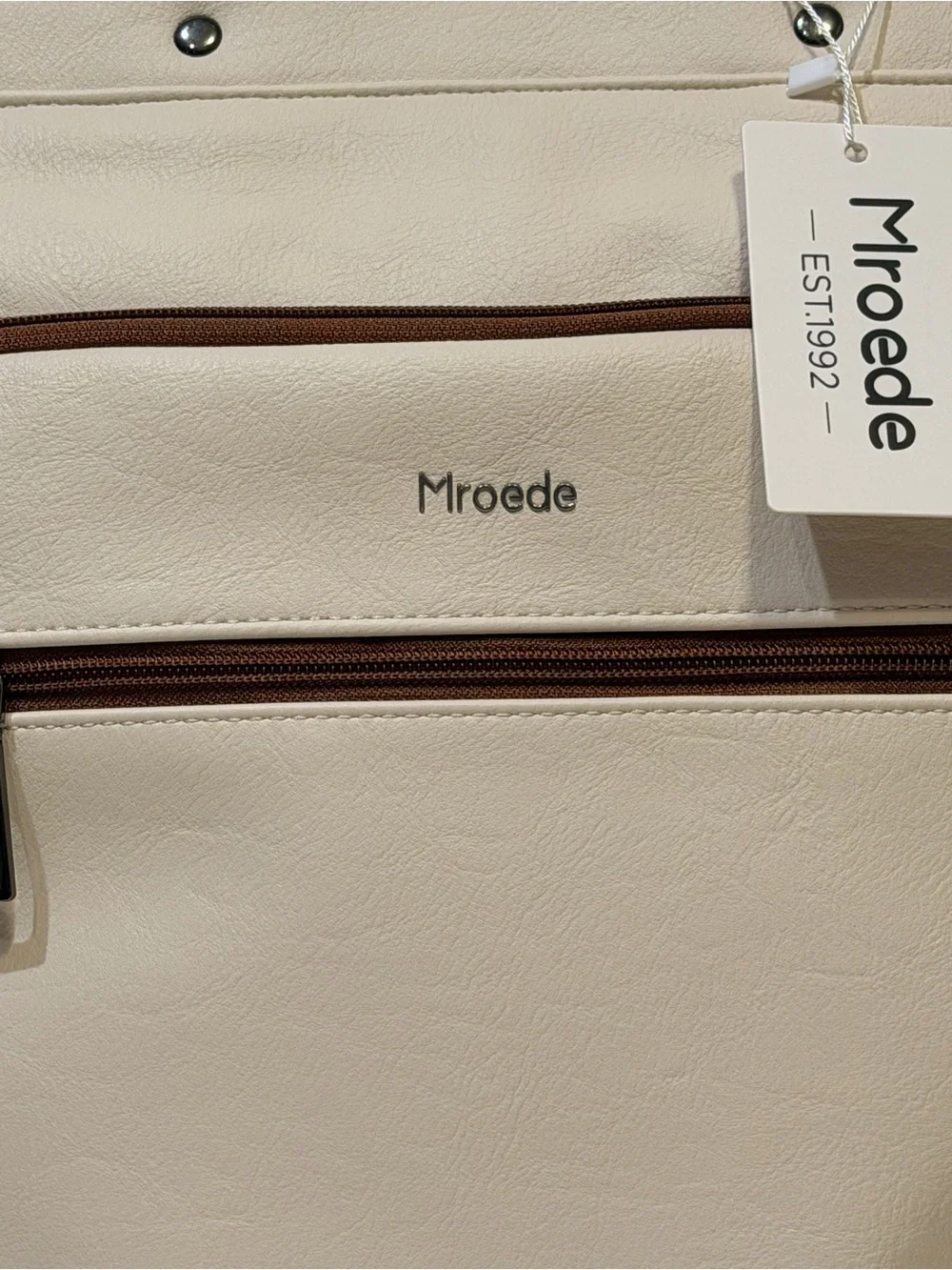NWT Mroede Convertible Women's Laptop Backpack in Cream and Brown Color
