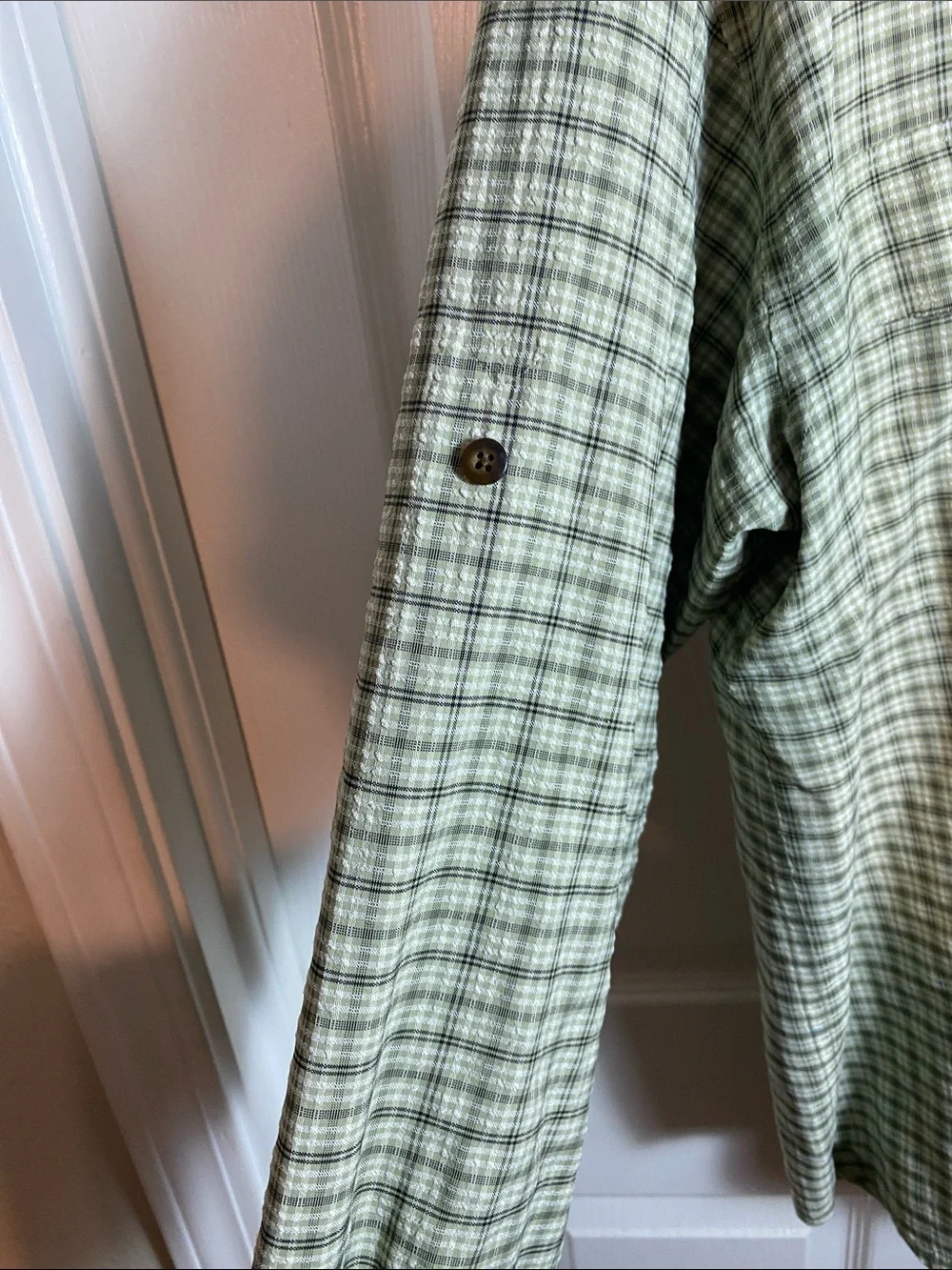 The North Face plaid button