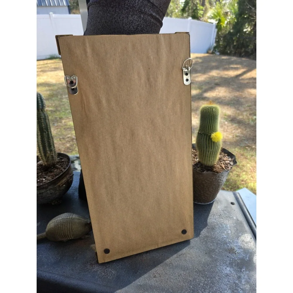 VTG 10x19.5 Gold Wood Wall Mirror‎ Reverse Painted Fruit Rustic Cottage