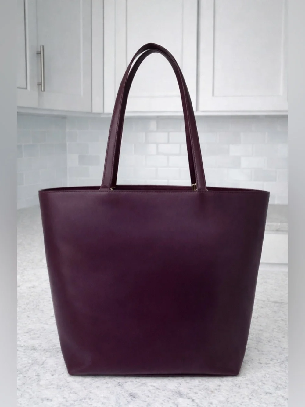 Michael Kors Mott Burgundy Leather Double Handle Zipper Tote Bag - MSRP $268