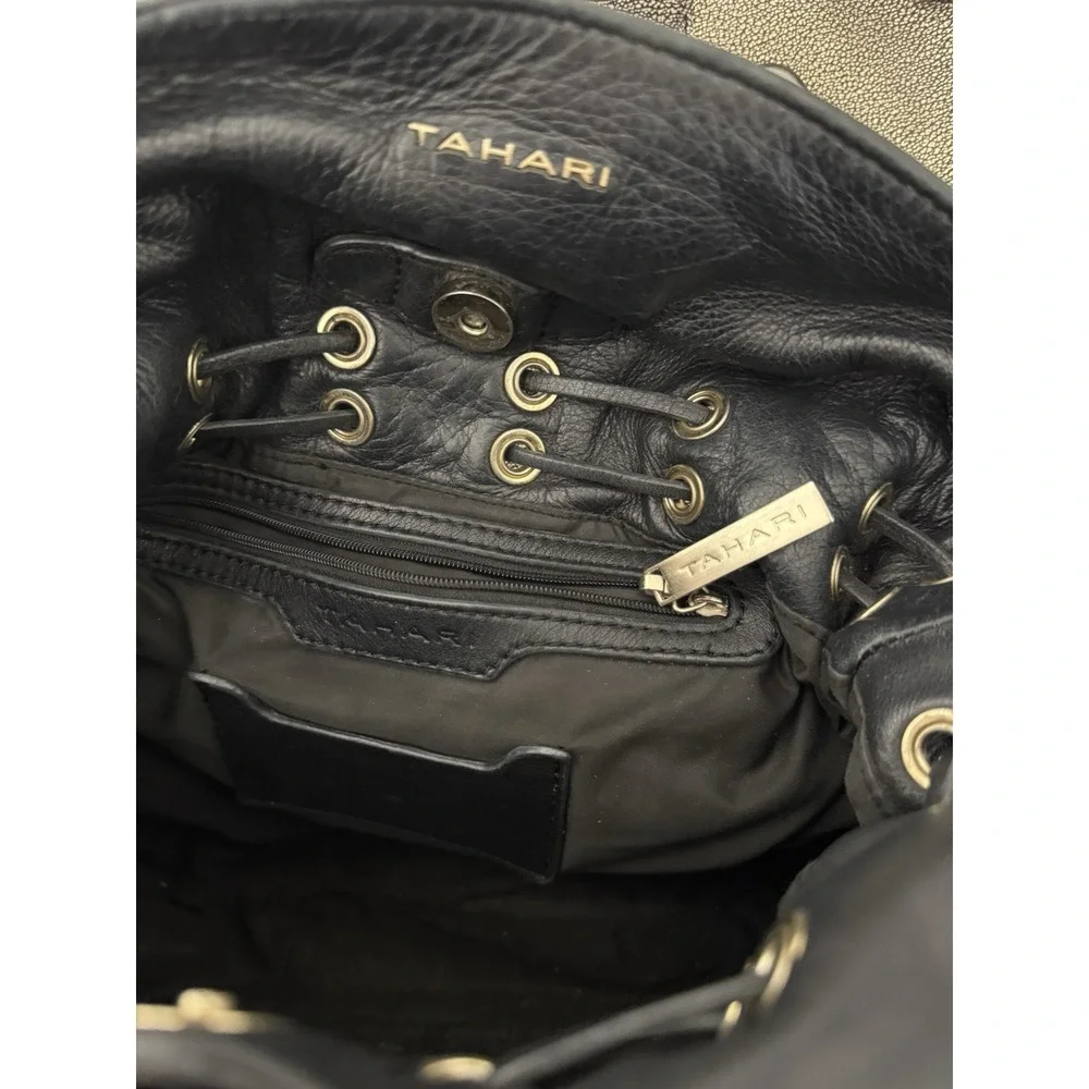 Tahari black leather