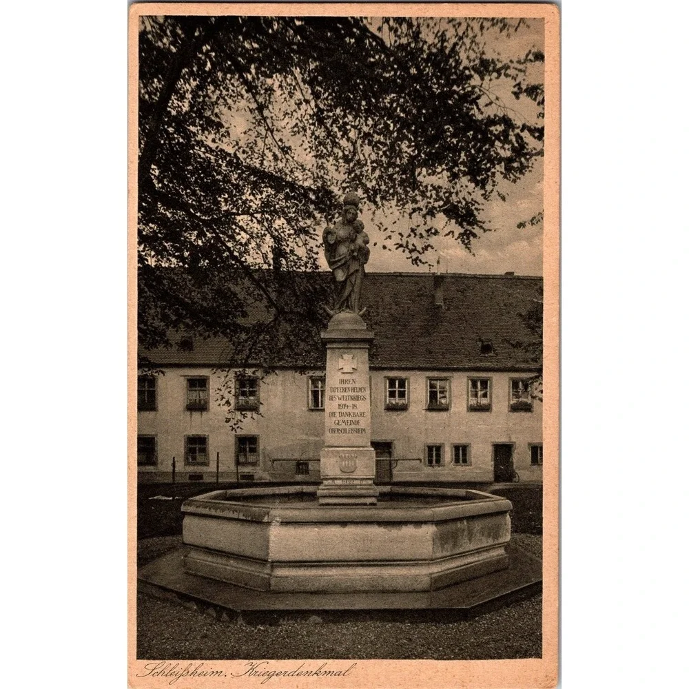 Vintage Schleissheim‎ Kriegerdenkmal WWI Memorial Postcard Germany
