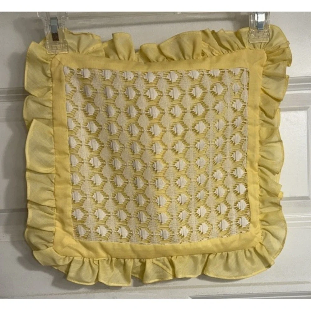 Vintage‎ Hand Embroidered Lace Boudoir Pillow Cover Sham 13