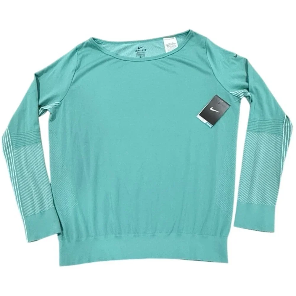 Nike Womens Dri Fit‎ Training Long Sleeve Top Aqua Size Large