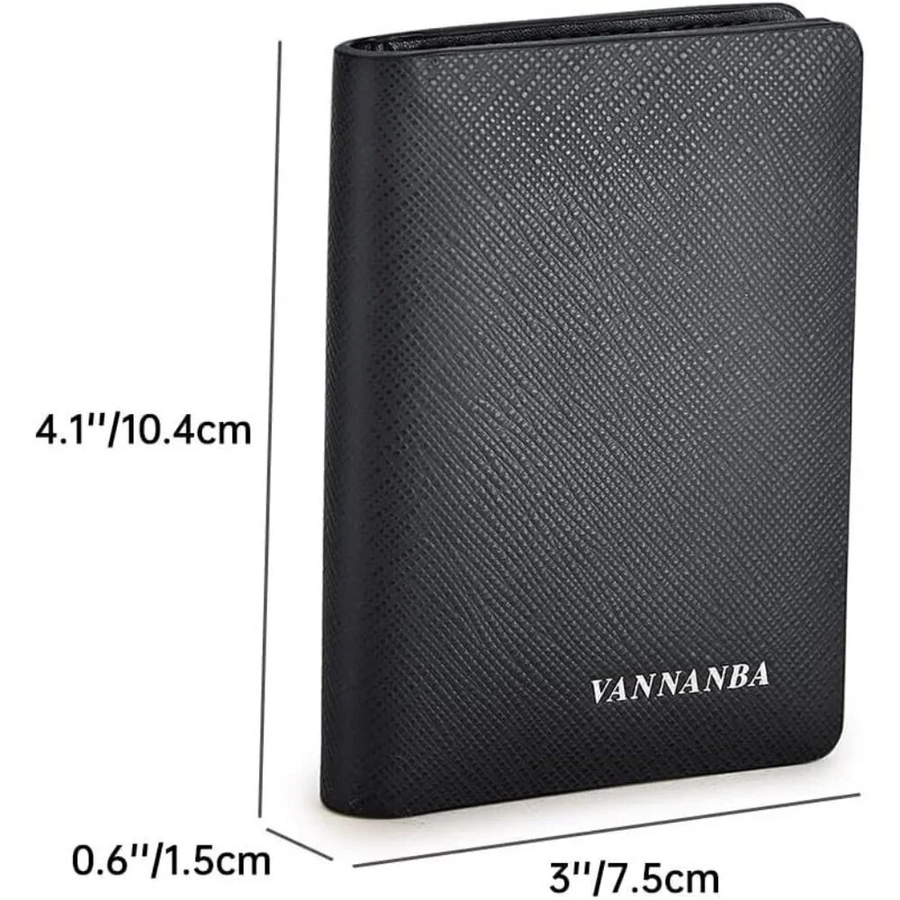 Men's Black Genuine Leather Credit Holder Pocket Bifold Wallets Card Design