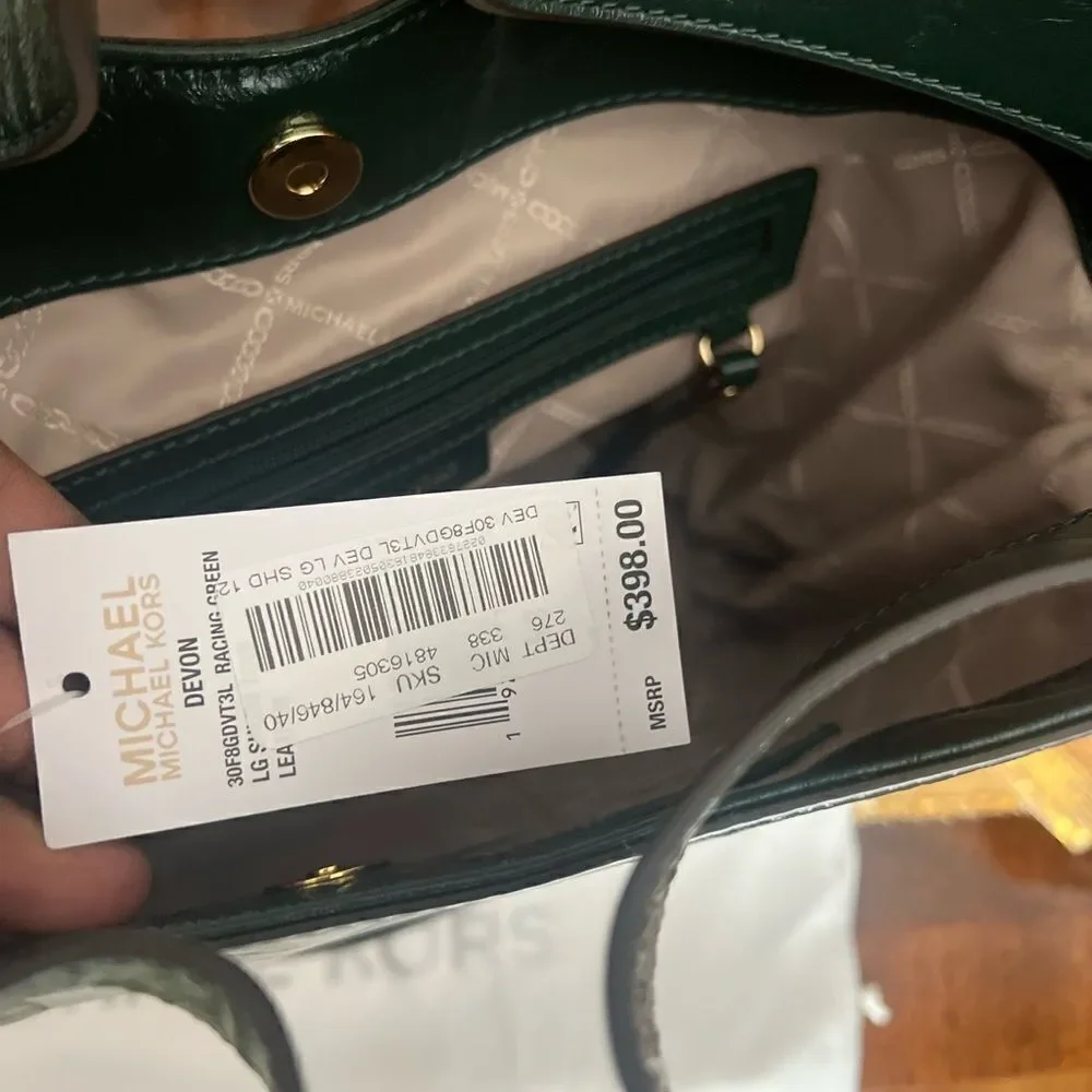 Michael Kors Green Handbag with gold hardware