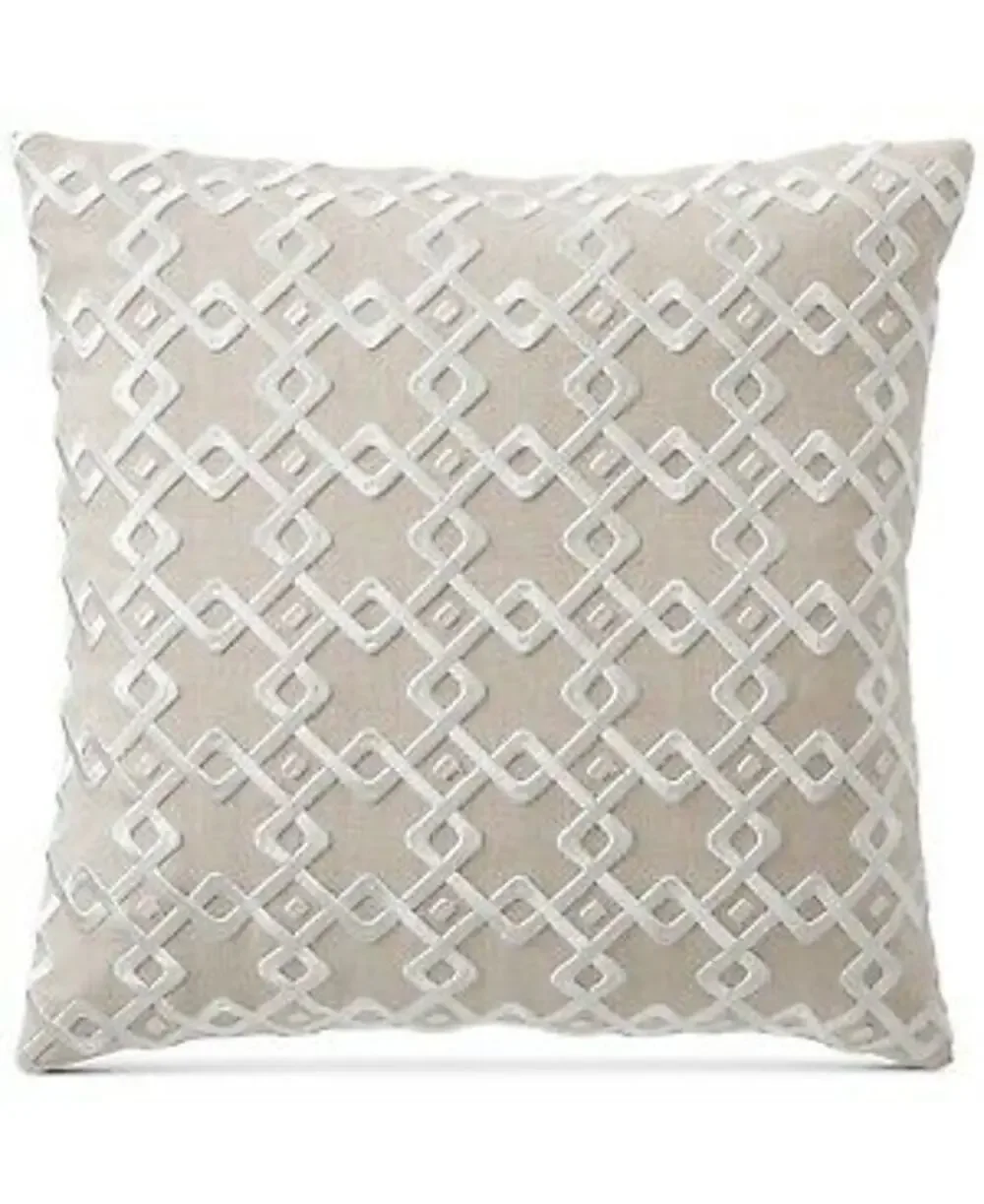 Hotel Embroidered Linen Square Decorative Pillow