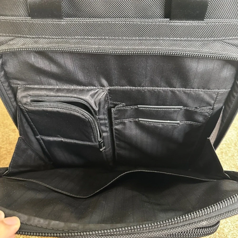 TUMI Alpha Black Ballistic Nylon Office Expandable Carry-On Roller Bag 26126DH
