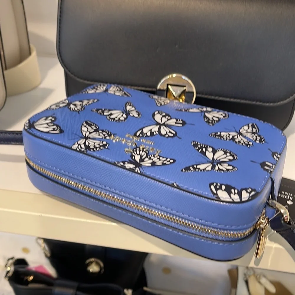 Kate Spade Staci Butterfly Sky Printed Mini Camera Bag, Blue Multi NWT