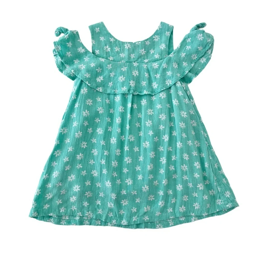 Cat & Jack Teal & White Floral Ruffle Kids Dress | Baby Girl 18 Months