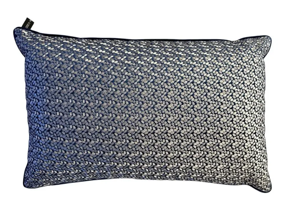 Rodeo Home Luxury Throw Pillow Rectangular Blue Silver Feather Filled 22”x14”