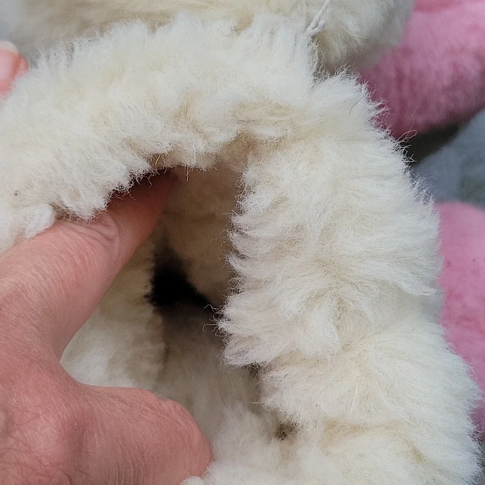 Wool Sherpa Sheepskin Eluna Sleepers Ankle Booties Pink White New