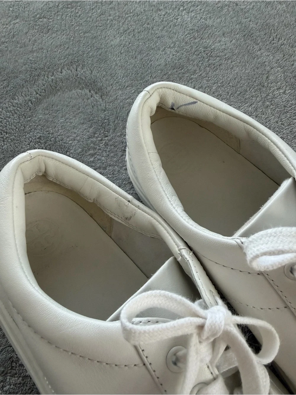 Tory Burch White Leather Sneakers with Gold Logo
