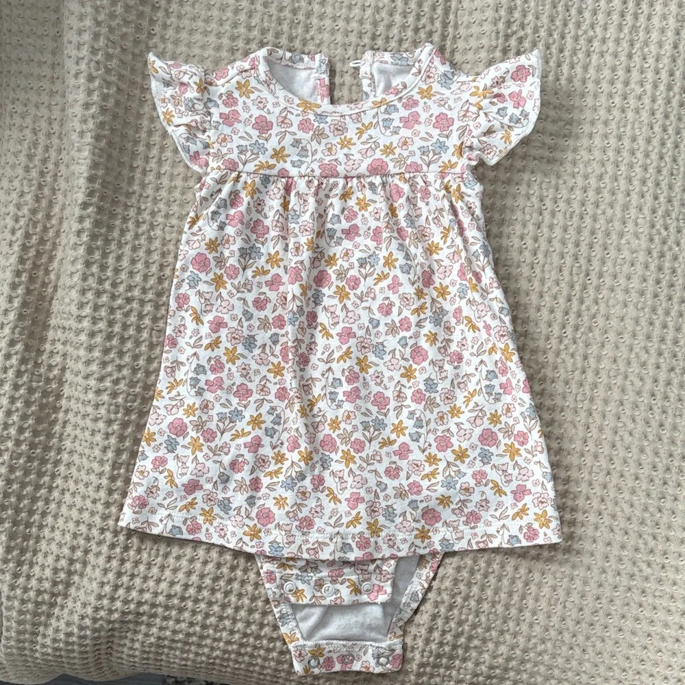 Carter's Pink & Blue Floral Baby Dress with Bloomer