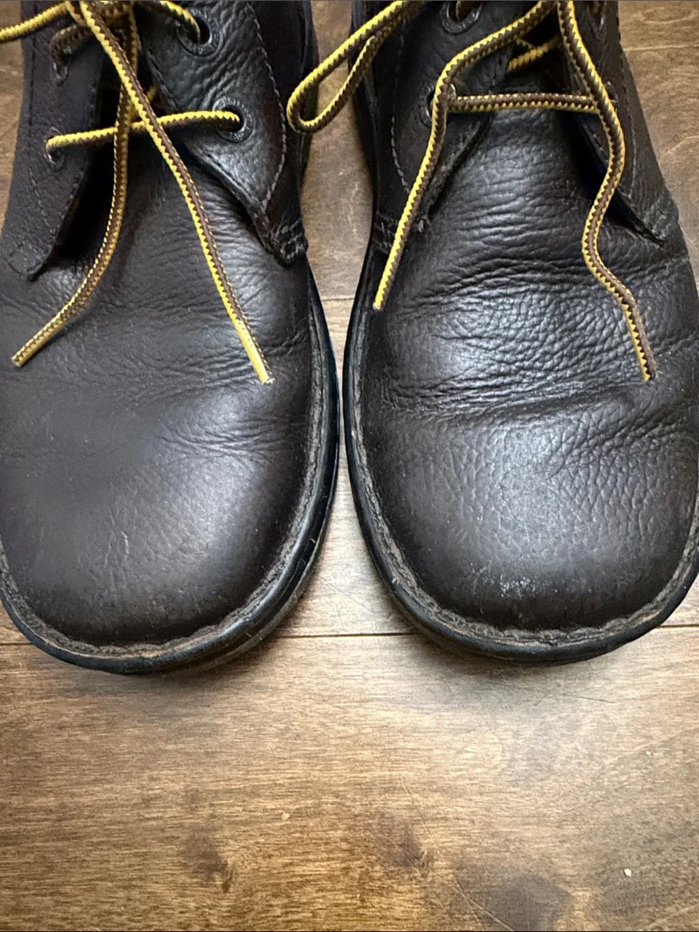 Dr. Martens Men’s Dark Brown Leather Chukka Boots with Yellow Laces