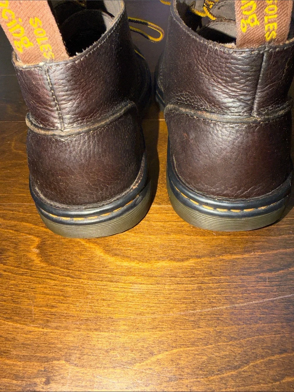 Dr. Martens Men’s Dark Brown Leather Chukka Boots with Yellow Laces